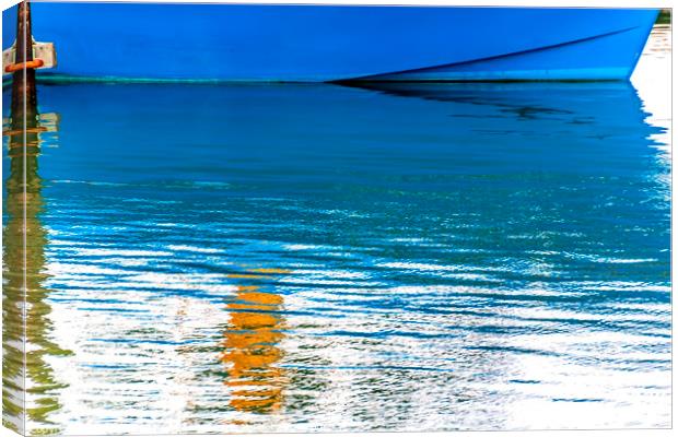 Blue Sailboat Reflection Abstract Westport Grays Harbor Washington State Canvas Print by William Perry