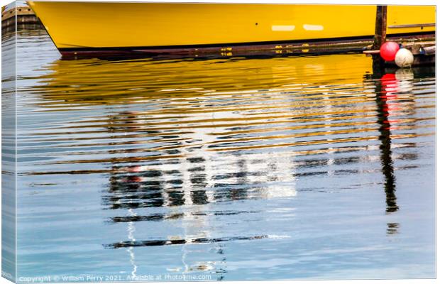 Yellow Sailboat Reflection Abstract Westport Grays Harbor Washington Stat Canvas Print by William Perry