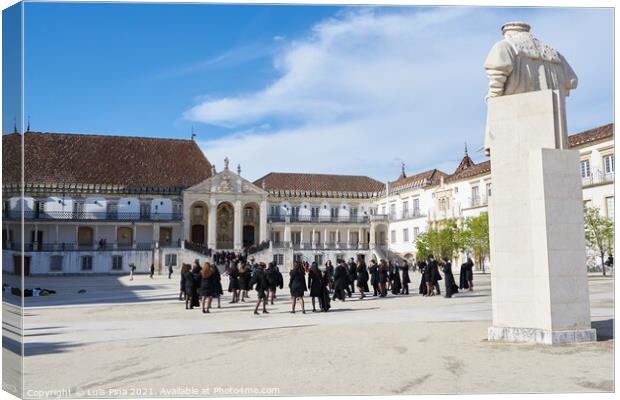 Coimbra historic University with students and tourists in Portugal Canvas Print by Luis Pina