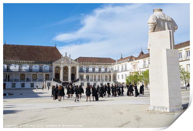 Coimbra historic University with students and tourists in Portugal Print by Luis Pina