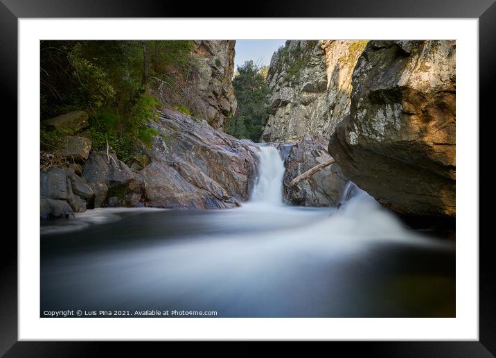 Amazing waterfall in Fragas de Sao Simao, Portugal Framed Mounted Print by Luis Pina