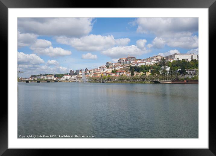 Coimbra city view with Mondego river, in Portugal Framed Mounted Print by Luis Pina