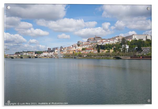Coimbra city view with Mondego river, in Portugal Acrylic by Luis Pina