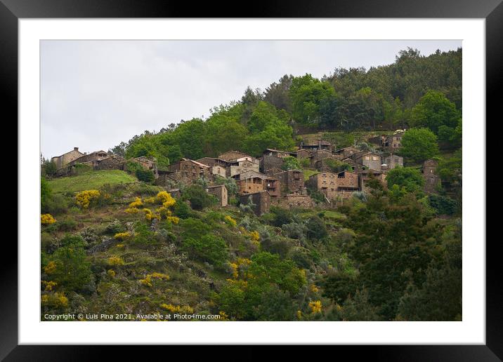 Talasnal schist village view from Lousa mountain, in Portugal Framed Mounted Print by Luis Pina