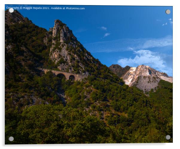 Panoramic Italian Mountains with Blue Sky Acrylic by Maggie Bajada