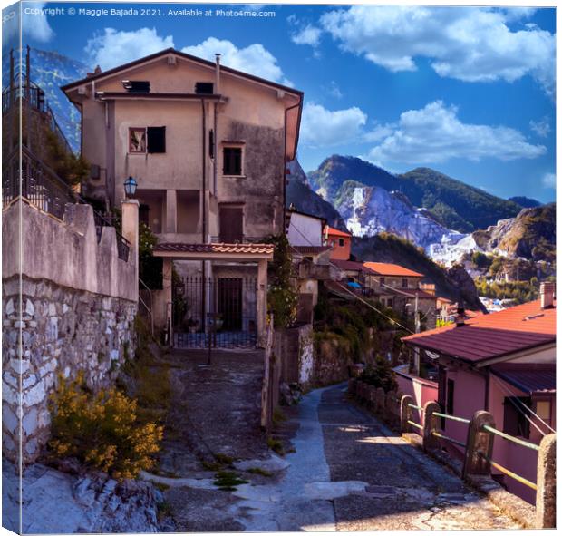 Beautiful View of Tuscany Village with Mountains i Canvas Print by Maggie Bajada