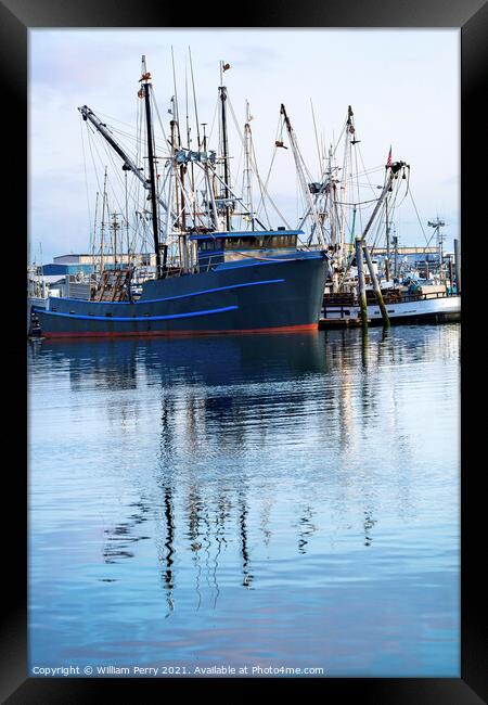 Large Fishing Boat Westport Grays Harbor Washington State Framed Print by William Perry