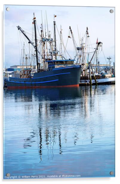 Large Fishing Boat Westport Grays Harbor Washington State Acrylic by William Perry