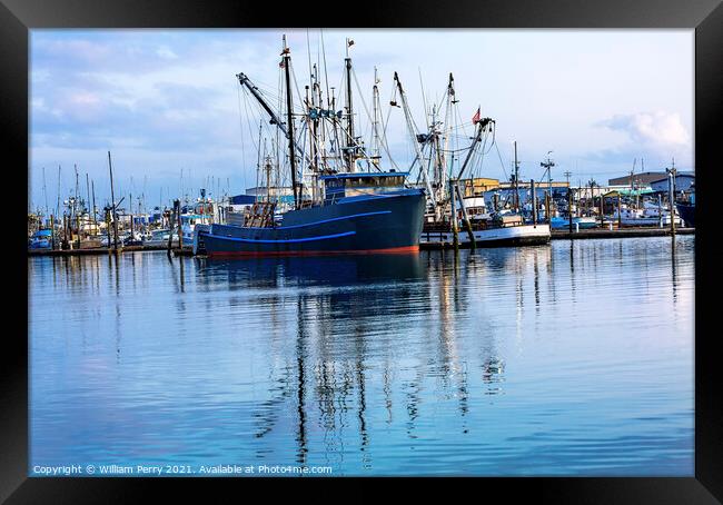 Large Fishing Boat Westport Grays Harbor Washington State Framed Print by William Perry