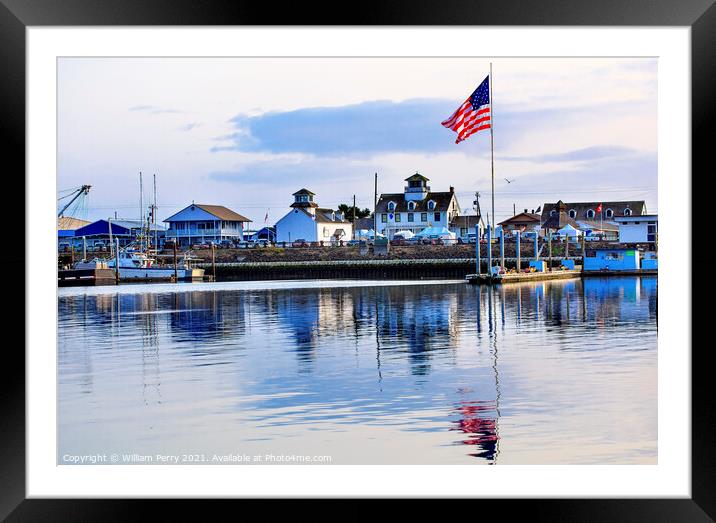 Maritime Museum Flag Westport Grays Harbor Washing Framed Mounted Print by William Perry
