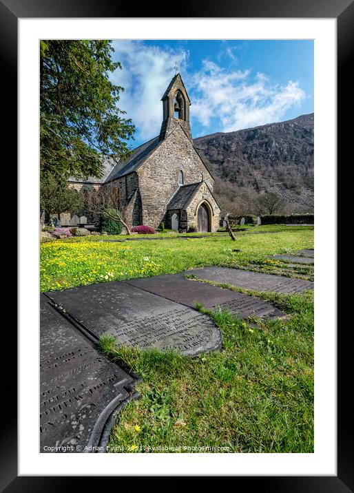 Beddgelert Church  Framed Mounted Print by Adrian Evans