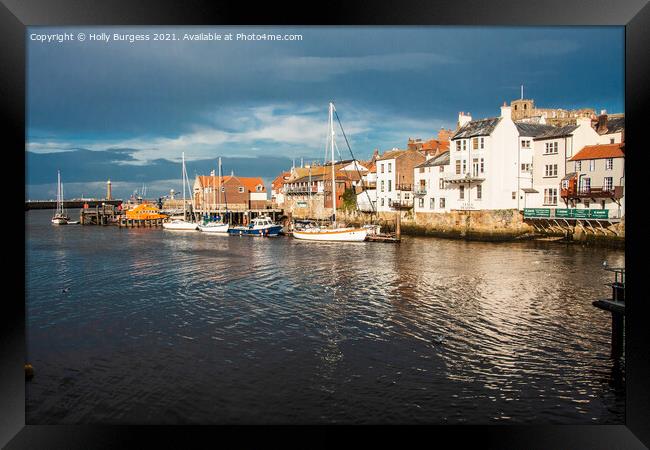 Whitby's Enchanting Twilight: A Gothic Coastal Vis Framed Print by Holly Burgess
