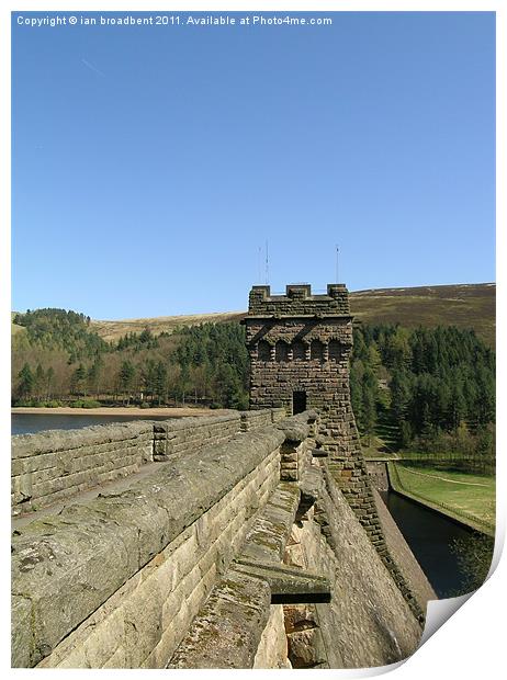 The western tower of derwent dam Print by ian broadbent