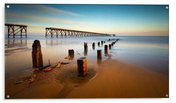 Steetley Pier Hartlepool Sunrise Acrylic by Phil Durkin DPAGB BPE4