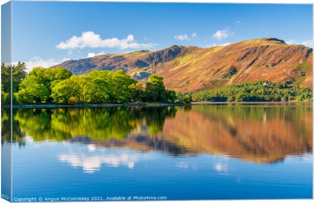 Colourful reflections on Derwent Water Canvas Print by Angus McComiskey