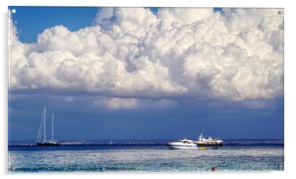 Dramatic Clouds Over Palma Bay Mallorca Acrylic by Peter F Hunt