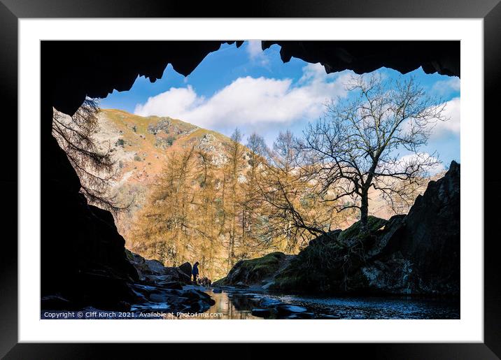 Awe-inspiring view from Rydal Cave Framed Mounted Print by Cliff Kinch