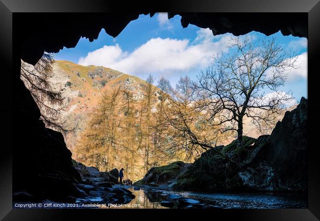 Awe-inspiring view from Rydal Cave Framed Print by Cliff Kinch
