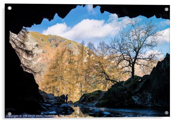 Awe-inspiring view from Rydal Cave Acrylic by Cliff Kinch