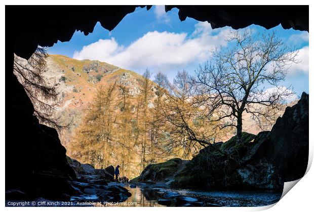 Awe-inspiring view from Rydal Cave Print by Cliff Kinch
