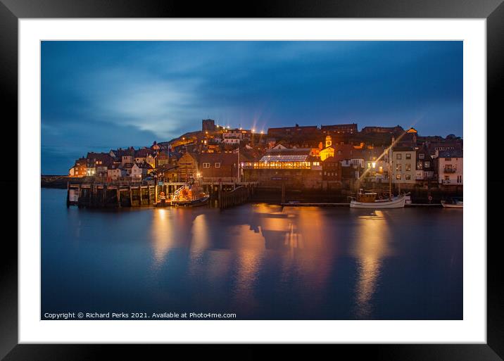 Whitby Harbour Reflection Framed Mounted Print by Richard Perks