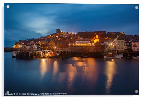 Whitby Harbour Reflection Acrylic by Richard Perks