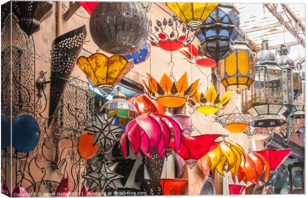 Lamps outside a shop in the souk Canvas Print by Kevin Hellon