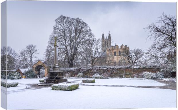 Canterbury Cathedral in the Snow Canvas Print by Stewart Mckeown