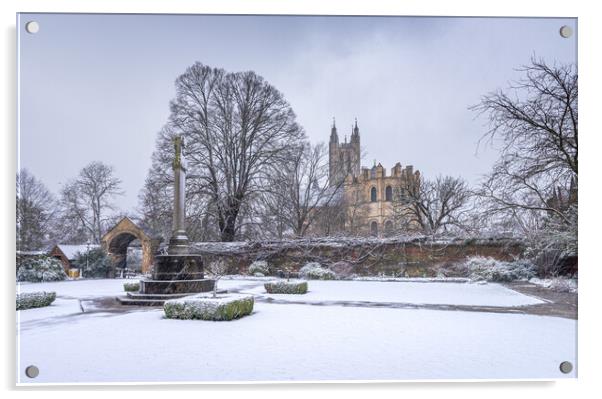 Canterbury Cathedral in the Snow Acrylic by Stewart Mckeown