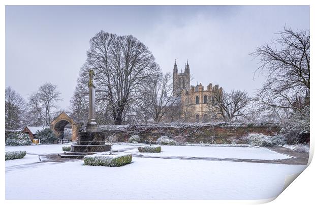 Canterbury Cathedral in the Snow Print by Stewart Mckeown