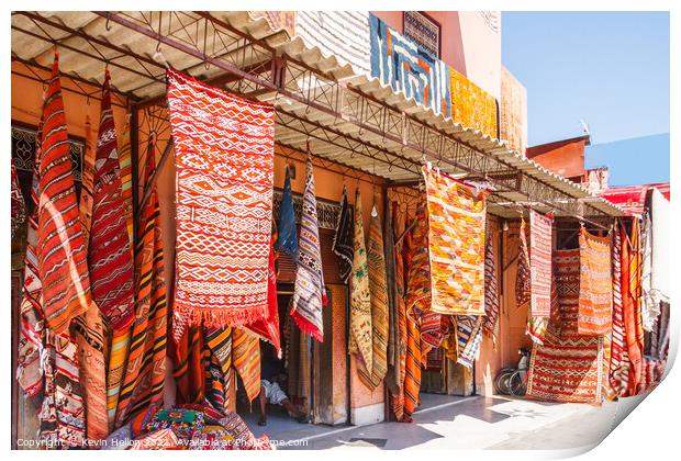 Carpets hanging outside a shop Print by Kevin Hellon