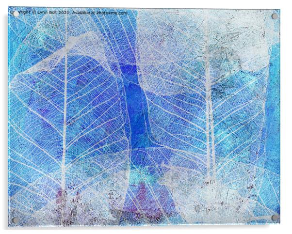 Ice Blue Leaves Acrylic by Lynn Bolt