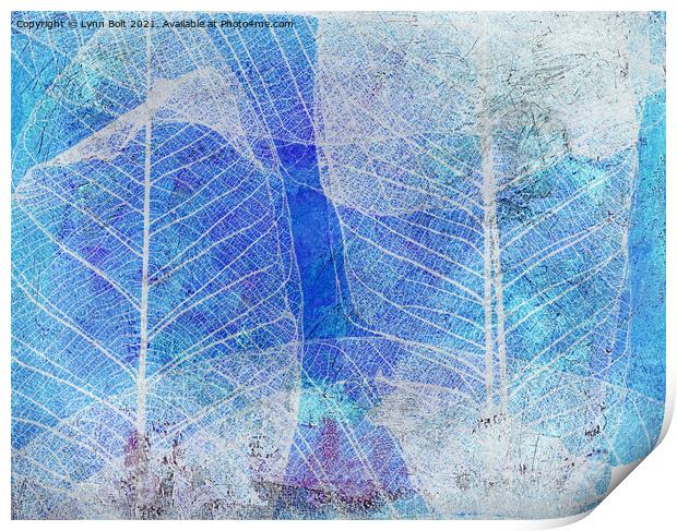 Ice Blue Leaves Print by Lynn Bolt