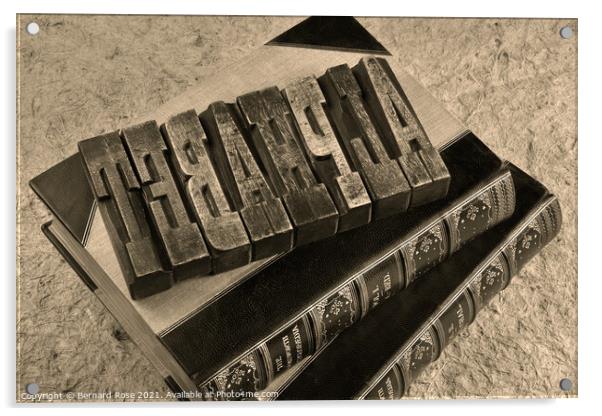 Alphabet Wooden Printers Blocks - Sepia Acrylic by Bernard Rose Photography