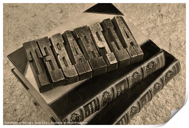 Alphabet Wooden Printers Blocks - Sepia Print by Bernard Rose Photography