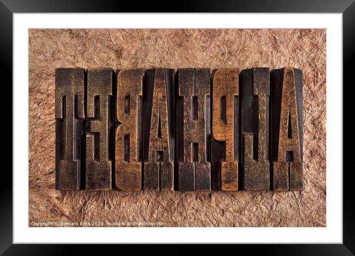 Alphabet Wooden Letterpress Blocks Framed Mounted Print by Bernard Rose Photography