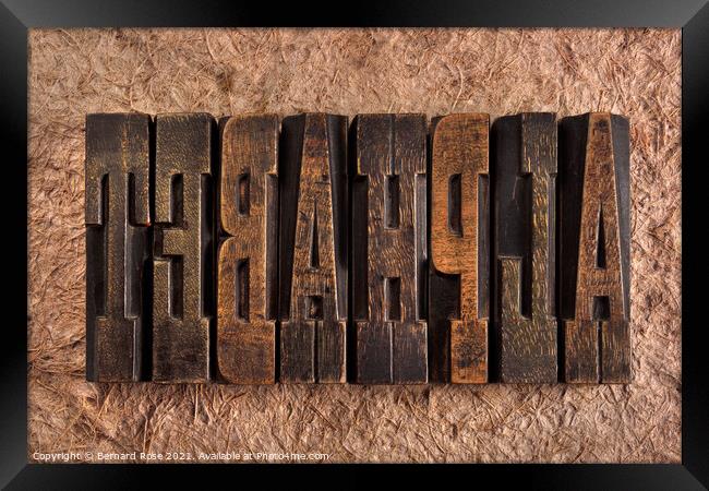 Alphabet Wooden Letterpress Blocks Framed Print by Bernard Rose Photography