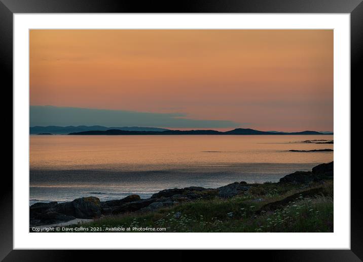 Sunset on the Mull of kintyre looking at the Isle of Islay in Argyll and Bute, Scotland Framed Mounted Print by Dave Collins