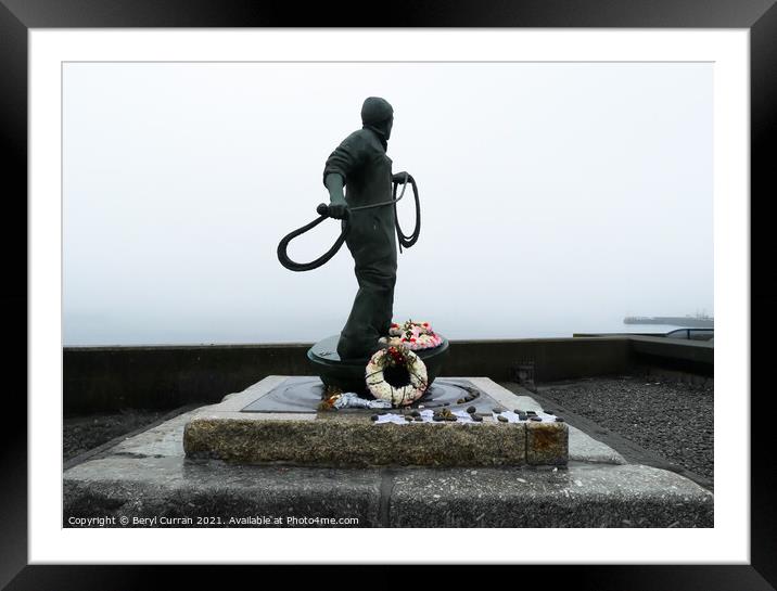 The Entrancing Fisherman of Newlyn Statue  Framed Mounted Print by Beryl Curran