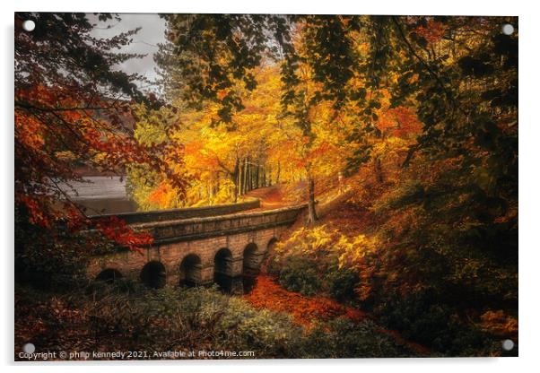 Autumn Bridge Acrylic by philip kennedy
