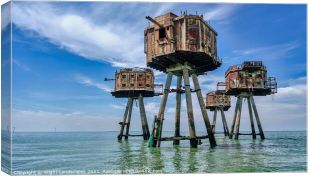 Shivering Sands Maunsell Forts Canvas Print by Wight Landscapes