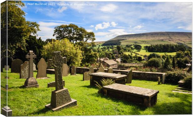 Downham Village and Pendle Hill Canvas Print by Pearl Bucknall