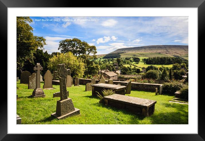 Downham Village and Pendle Hill Framed Mounted Print by Pearl Bucknall