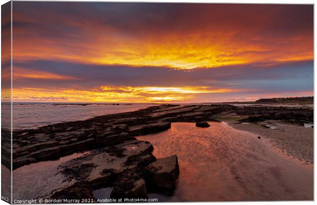 Sunrise over Kingsbarns Beach Canvas Print by Gordon Murray