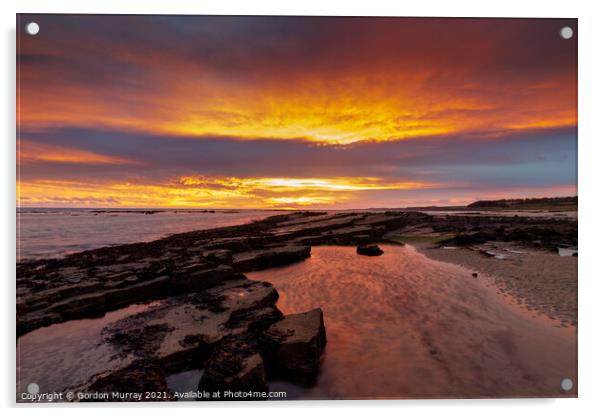 Sunrise over Kingsbarns Beach Acrylic by Gordon Murray