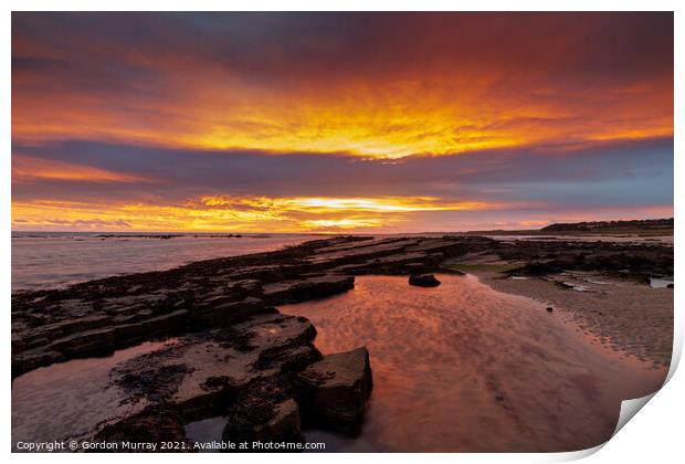 Sunrise over Kingsbarns Beach Print by Gordon Murray