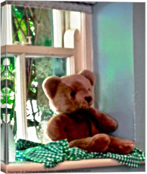 Bear in the Window Canvas Print by Stephanie Moore
