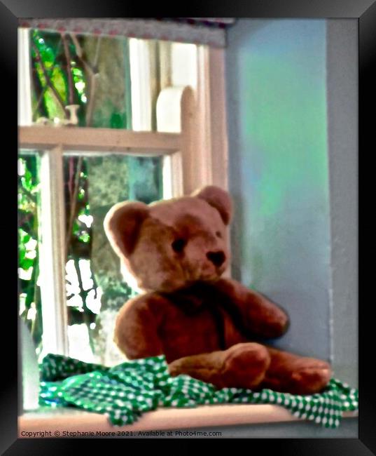 Bear in the Window Framed Print by Stephanie Moore