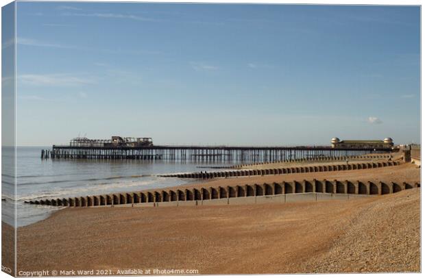 Hastings Pier after the Fire. Canvas Print by Mark Ward