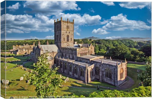 Serene Beauty of St Davids Cathedral Canvas Print by Roger Mechan